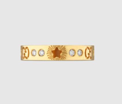 Icon series 18K gold star ring with diamonds