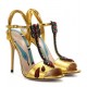 Gucci Crystal-embellished metallic leather sandals Gold