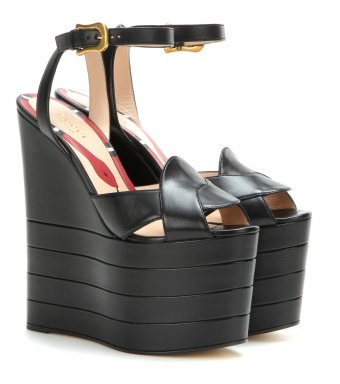 Gucci Leather platform sandals Black