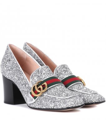 Gucci Glitter loafer pumps Argento