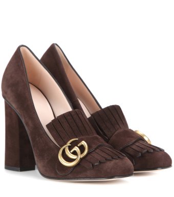 Gucci Suede loafer 10.5cm pumps Cocoa