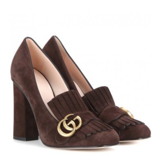 Gucci Suede loafer 10.5cm pumps Cocoa