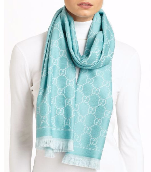 GG Wool Scarf Blue-White N408726990368