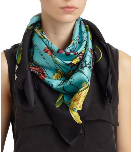 Gucci Silk Foulard Chrissy Scarf Blue-Multi N408723400617