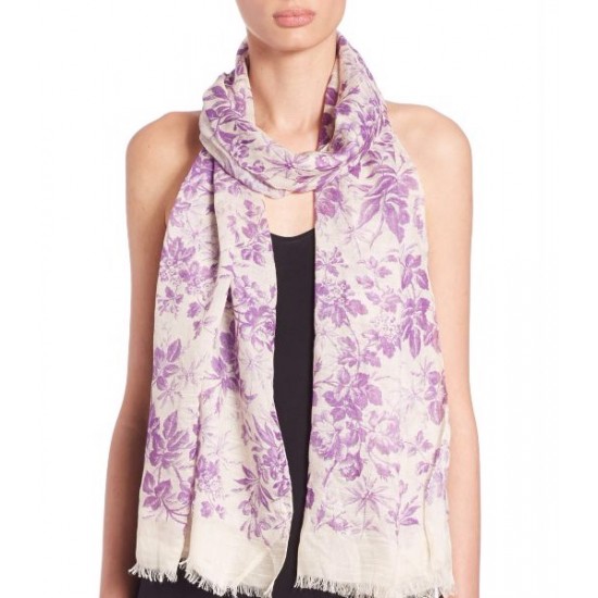 Gucci Herbarium-Print Stole Violet Ivory