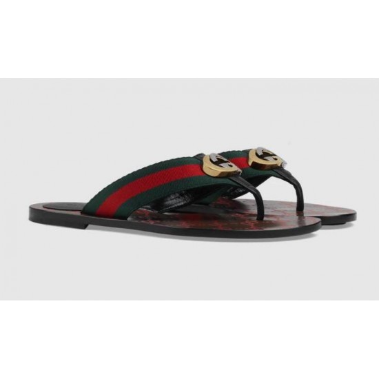 GG webbing flip flops 612138