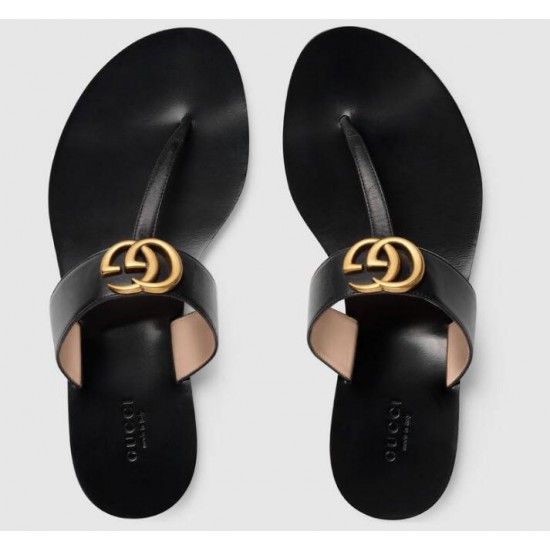 GG leather thong sandals