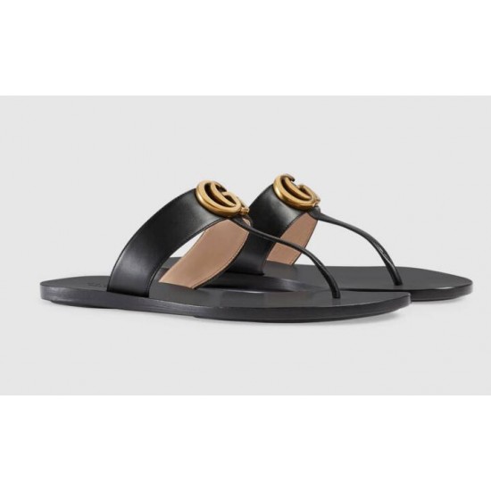 GG leather thong sandals