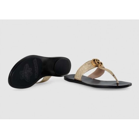 GG leather flip flops 497444