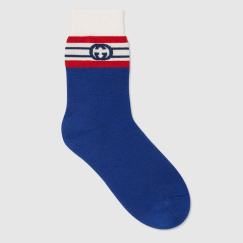 Interlocking double g stripe cotton socks