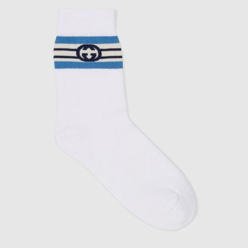 Interlocking double g stripe cotton socks