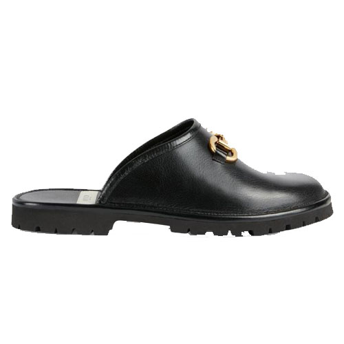 Mens saddle buckle slippers