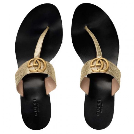 Double g shape leather clip toe sandals