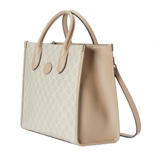 Interlocking GG Small Tote beige white