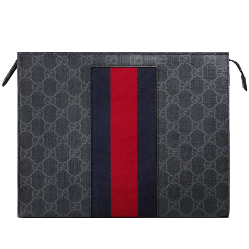 Striped Web GG Canvas Clutch