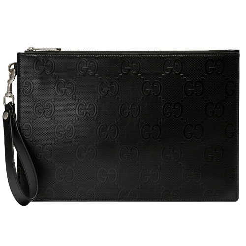 Black GG Print Embossed Clutch