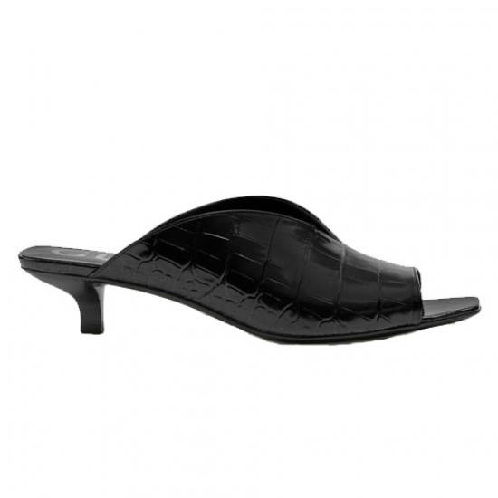 Ladies Crocodile Print Slippers Black