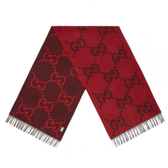 GG Cashmere Jacquard Scarf Red