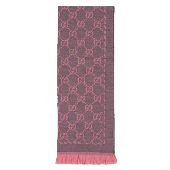 GG wool scarf pink grey