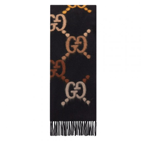 GG wool shawl black brown