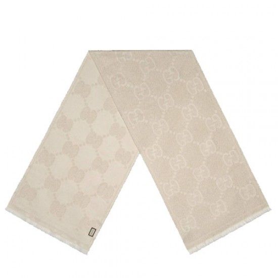 GG Jacquard Wool Scarf Pink Ivory