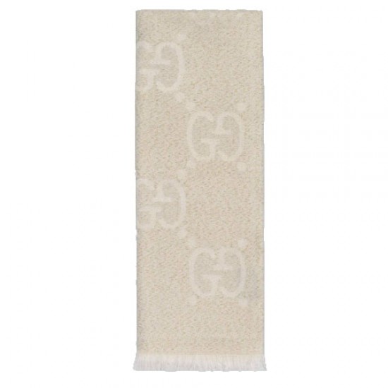 GG Jacquard Wool Scarf Pink Ivory