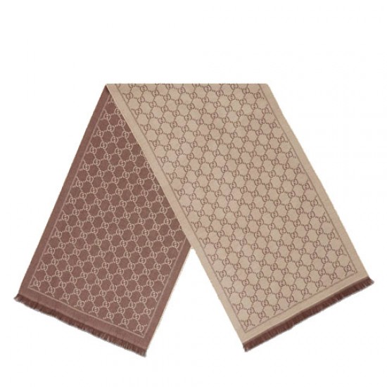 GG Jacquard Pattern Knit Scarf Brown