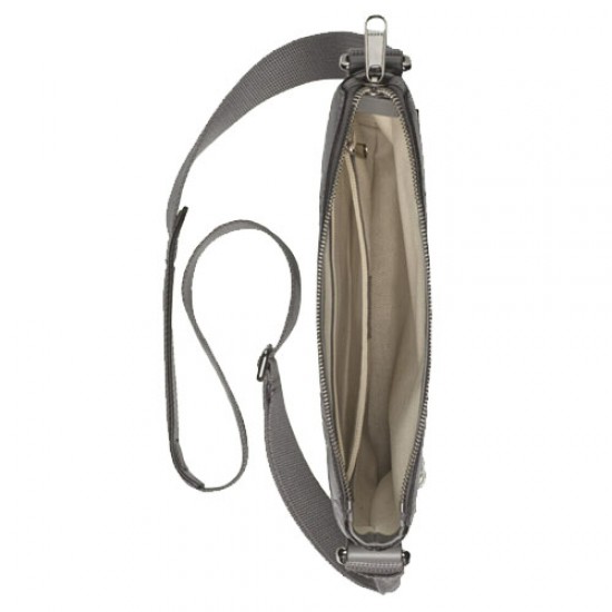 GG print embossed messenger bag grey