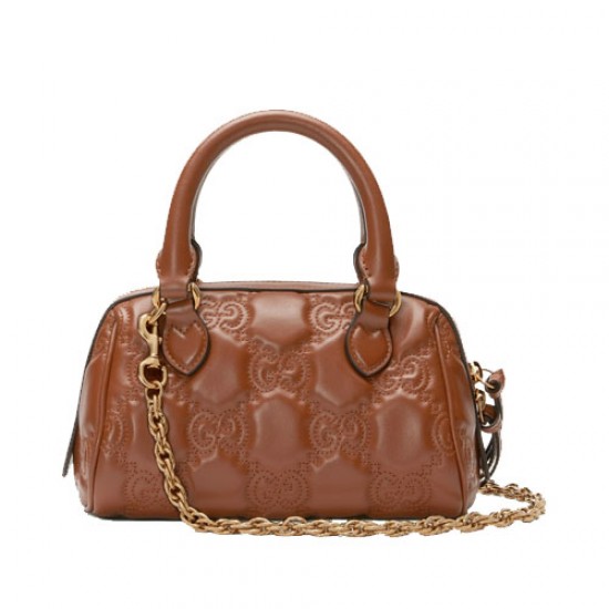 GG Quilted Leather Tote Light Brown