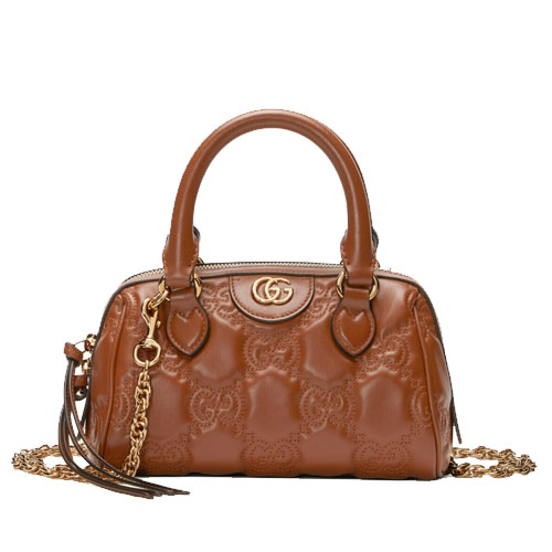 GG Quilted Leather Tote Light Brown