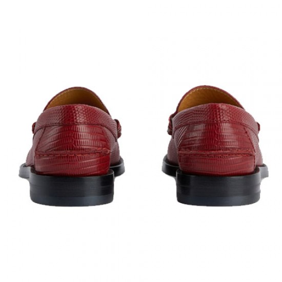 Interlocking GG Lizard Leather Loafers