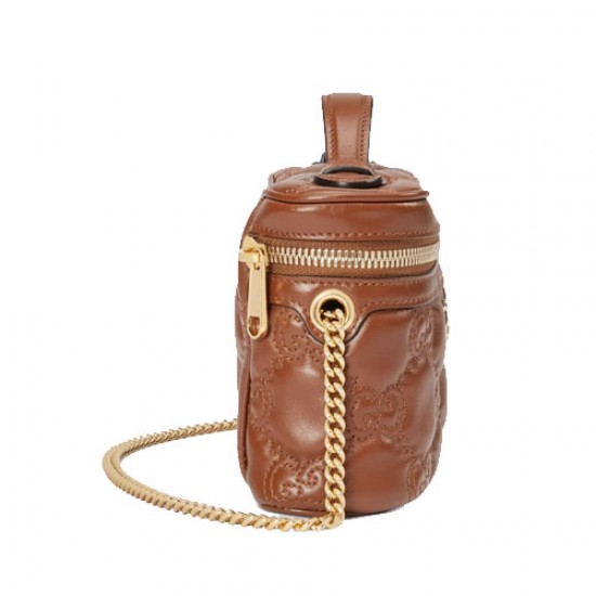 GG Matelasse Top Handle Mini Bag Brown