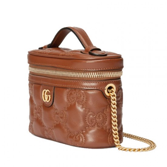 GG Matelasse Top Handle Mini Bag Brown