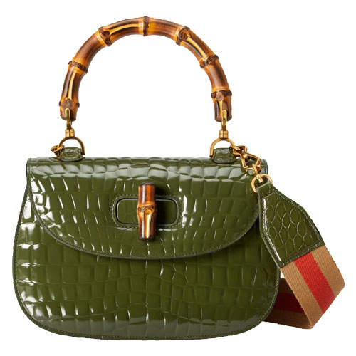 Gucci Bamboo 1947 Crocodile Olive green