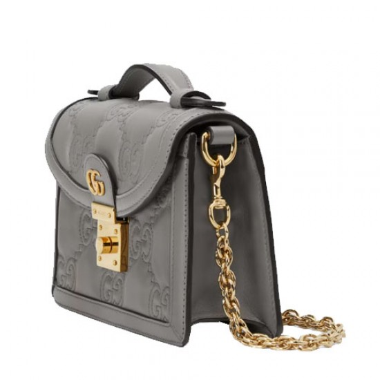 GG matelasse small top handle bag grey