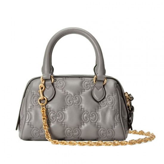 GG Matelasse leather mini bag grey