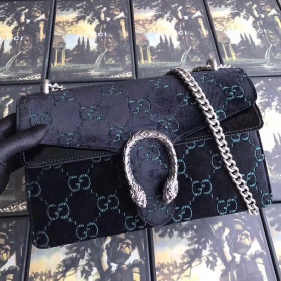 Black Dionysus GG Velvet Small Shoulder Bag