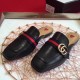 Black Leather Signature Slippers