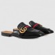 Black Leather Signature Slippers