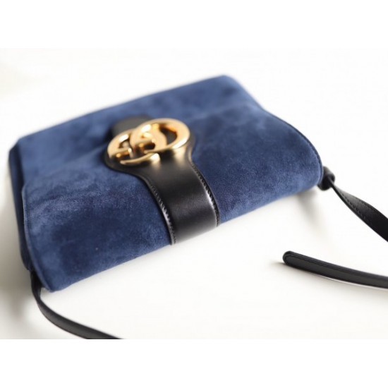 Blue Suede Arli Medium Shoulder Bag