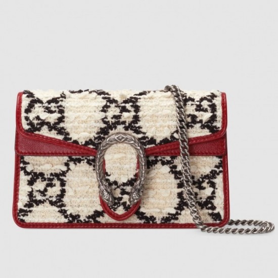 Dionysus Super Mini Bag In White GG Tweed