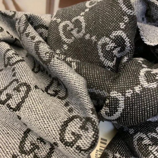 GG Jacquard Pattern Knitted Scarf Black/Grey