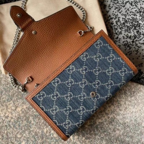 Mini Chain Bag In GG Washed Denim