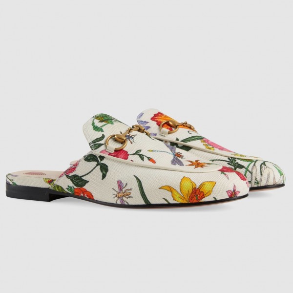 Princetown Slippers Flora Print Canvas