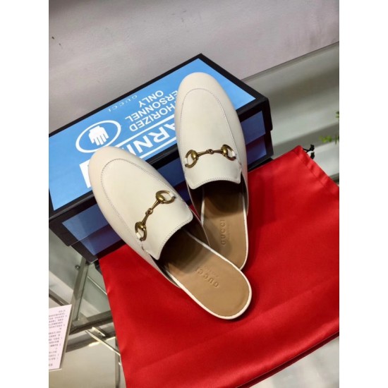 Princetown Slippers White Leather