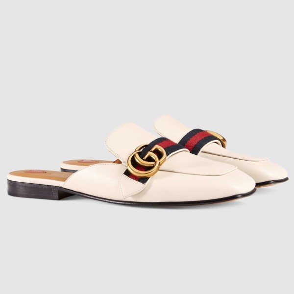 White Leather Signature Slippers