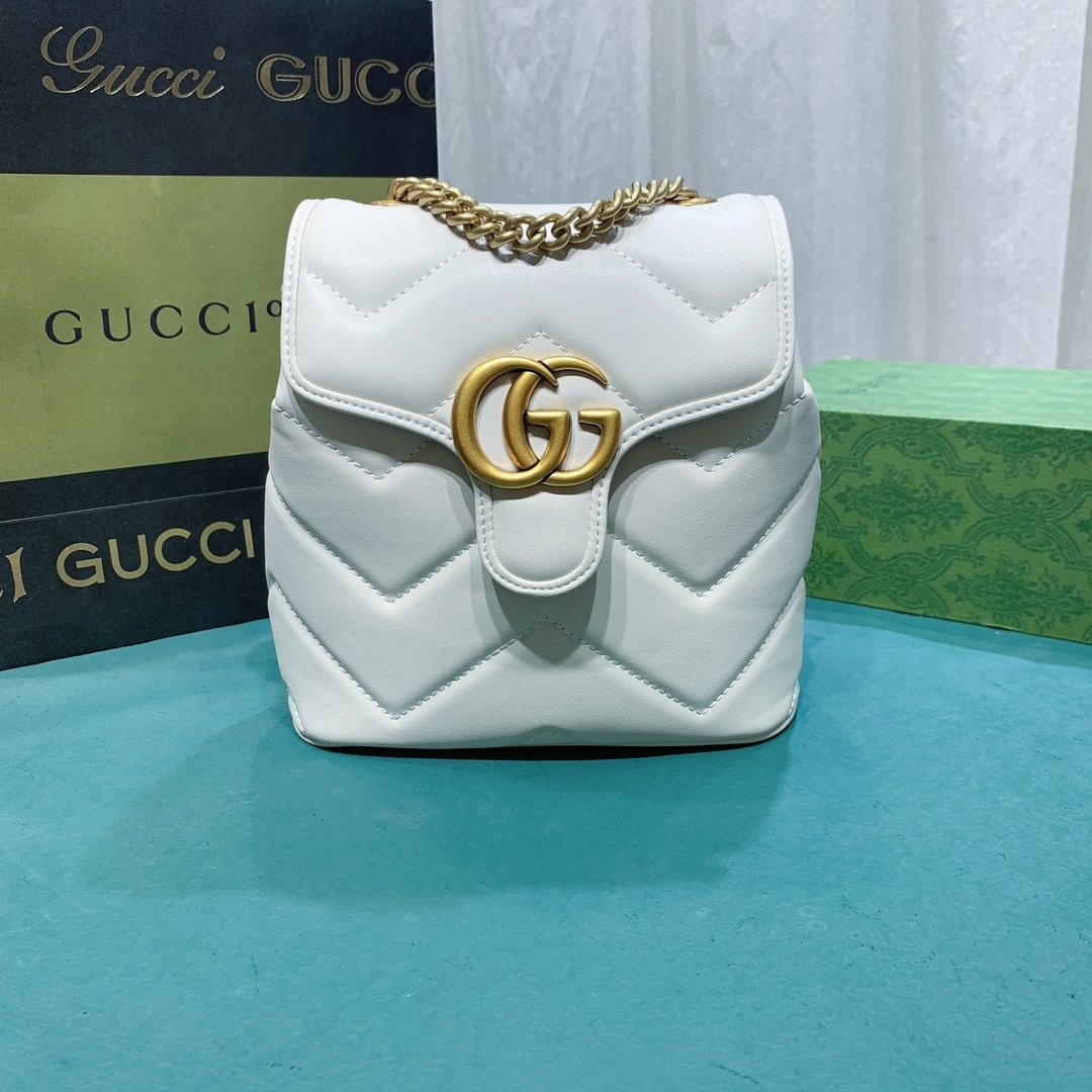 White GG 777253 Marmont Backpack 